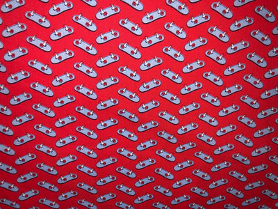 100% Cotton Poplin  Beach Prints 58" wide available in 4 prints bright orange flowers, / bird ,red with blue skates and the beach scene