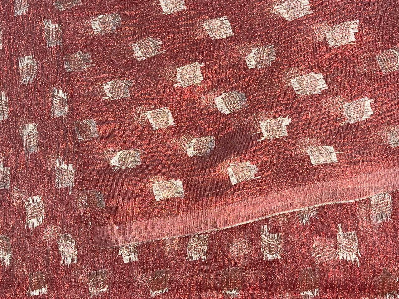 Tissue Crushed sheer MOTIF jacquard fabric 44"wide available in 3 COLORS rust bronze,pink lavender and sea blue