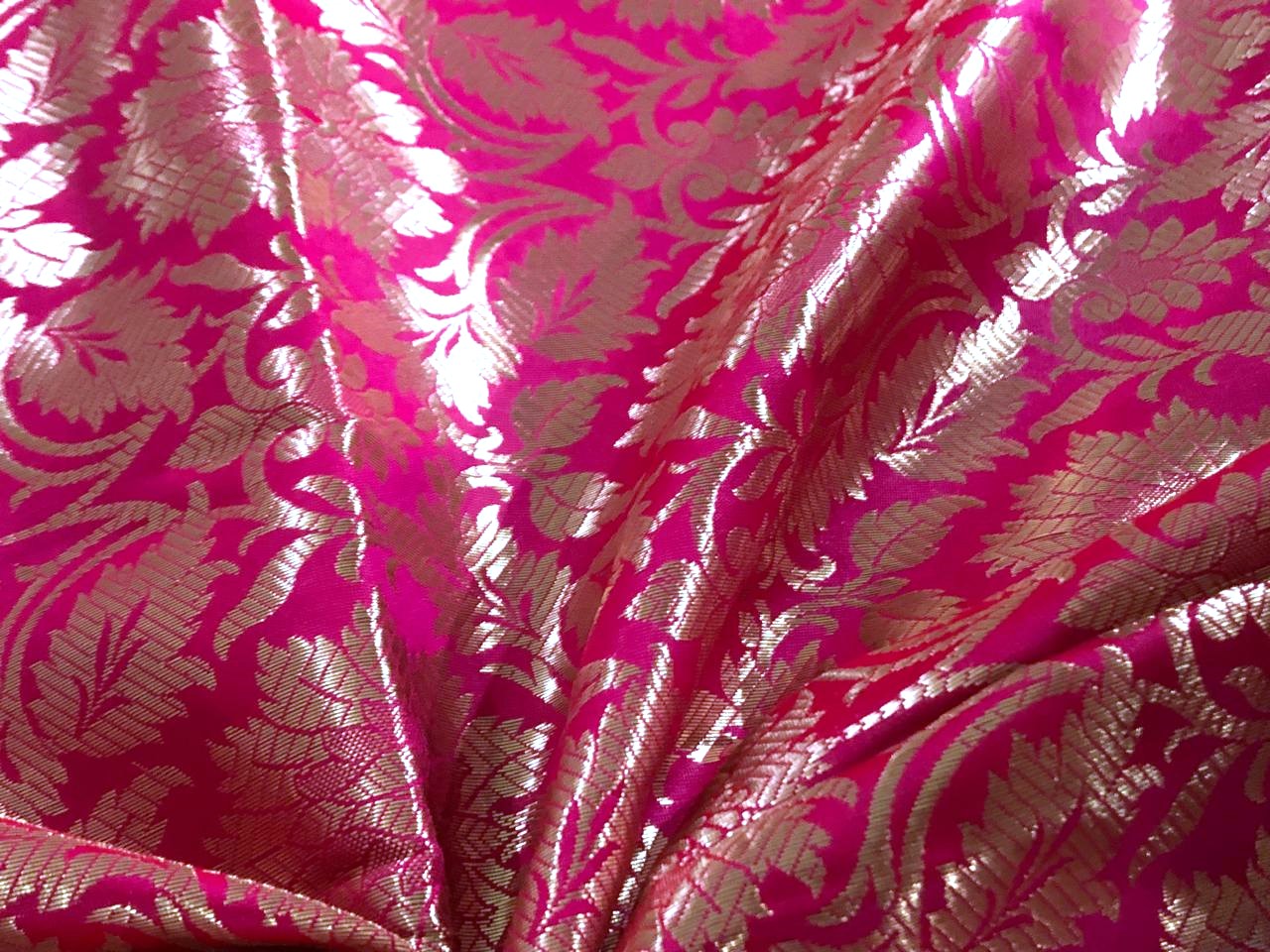 Silk Brocade fabric 44" wide  JACQUARD available in 2 colors RED AND SHOCKING PINK  BRO972