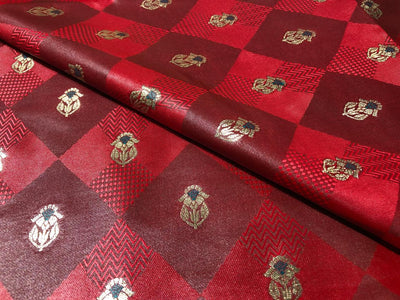 Silk Brocade  fabric~ satin 44" wide   jacquard BRO1003 available in 4 colors teal,pink,red and burgandy brown