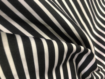 Satin ARMANI fabric print BLACK AND WHITE HORIZONTAL STRIPE 58" wide [16636]