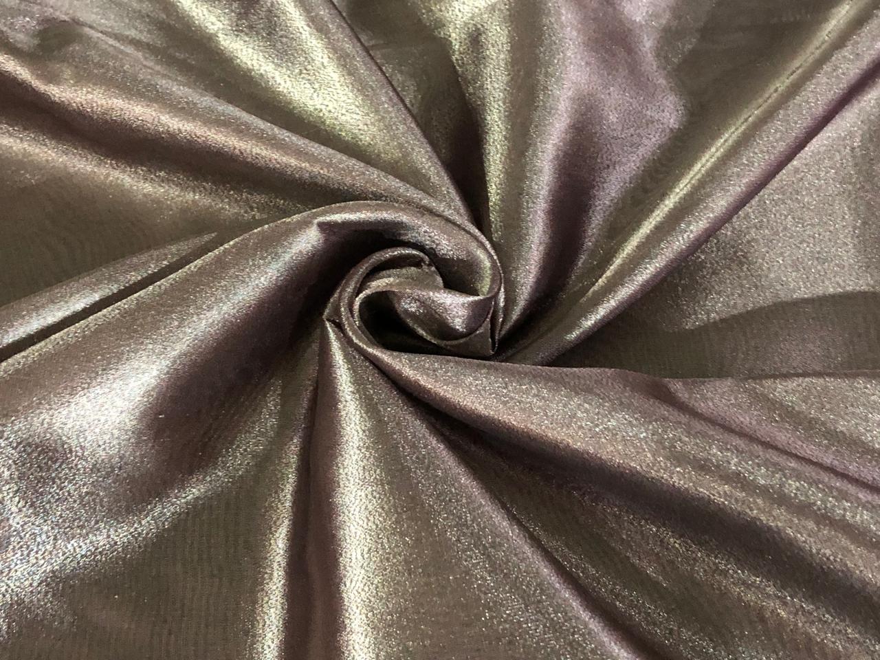 Crushed and Solid  metallic tissue 44" wide available in 6 sets of matching crush and solid silver grey with a green tinge/green x metallic gold/rosewood x metallic gold/TYRIAN purple x metallic gold/RASBERRY x gold and chocolate brown x metallic gold