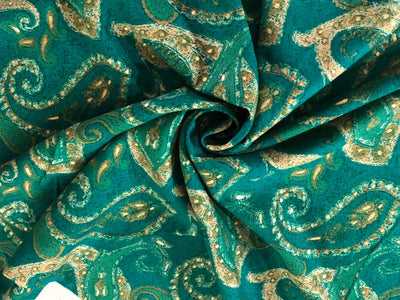 Premium Viscose Rayon fabric with foil print 58" wide available in four colors RED/PINK/PEACOCK GREEN AND MUSTARD GOLD