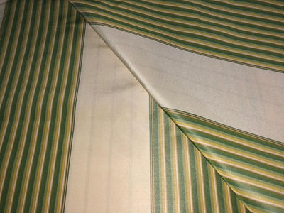 100% Silk Taffeta Fabric shades of green,gold and cream Stripes TAFS161[1] 54&quot; wide