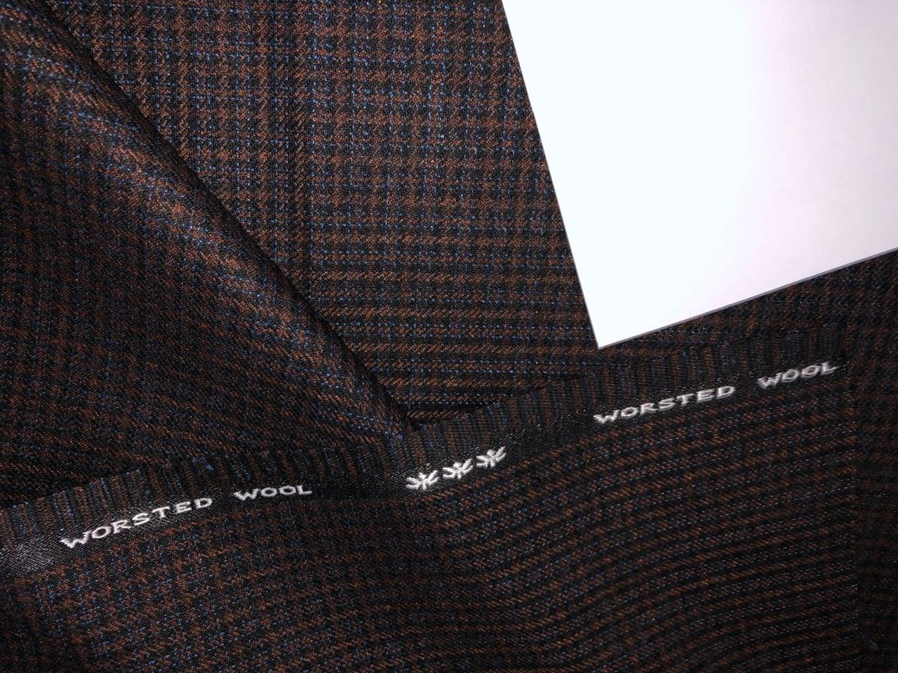 100% WOOL SUITING ENGLISH PLAIDS 58" wide TAN AND NAVY [16896]