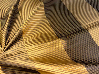 100% SILK TAFFETA FABRIC BROWN, GOLD and BLACK JACQUARD STRIPES TAFNEWS27 (2)
