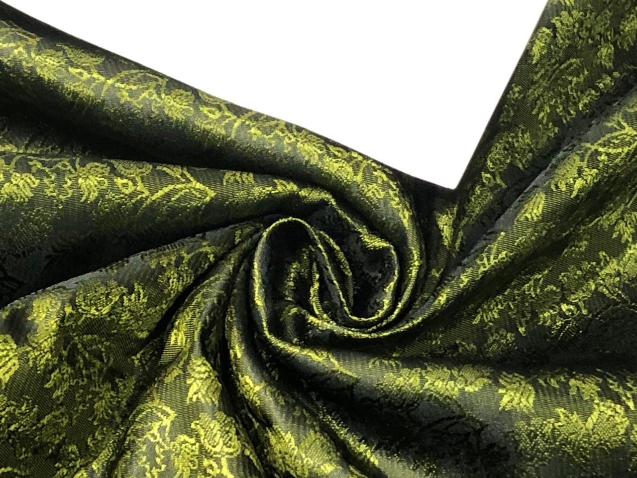 Silk Brocade  fabric~ satin 44" wide   jacquard DARK GREEN X OLIVE BRO997[4]