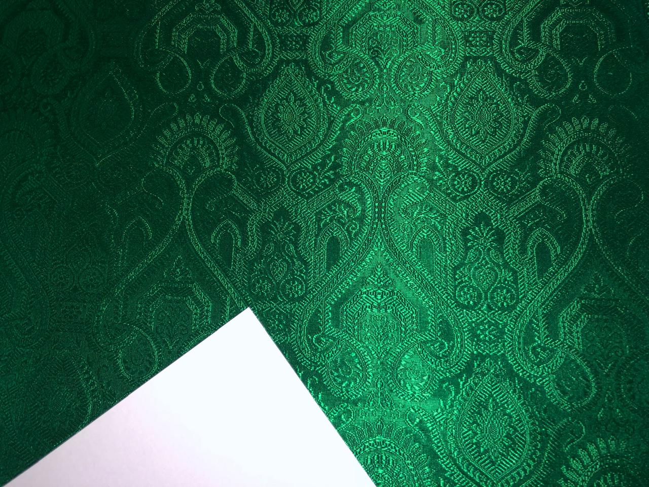 Silk Brocade fabric 44" wide Self  Jacquard  Emerald Green color BRO914[3]