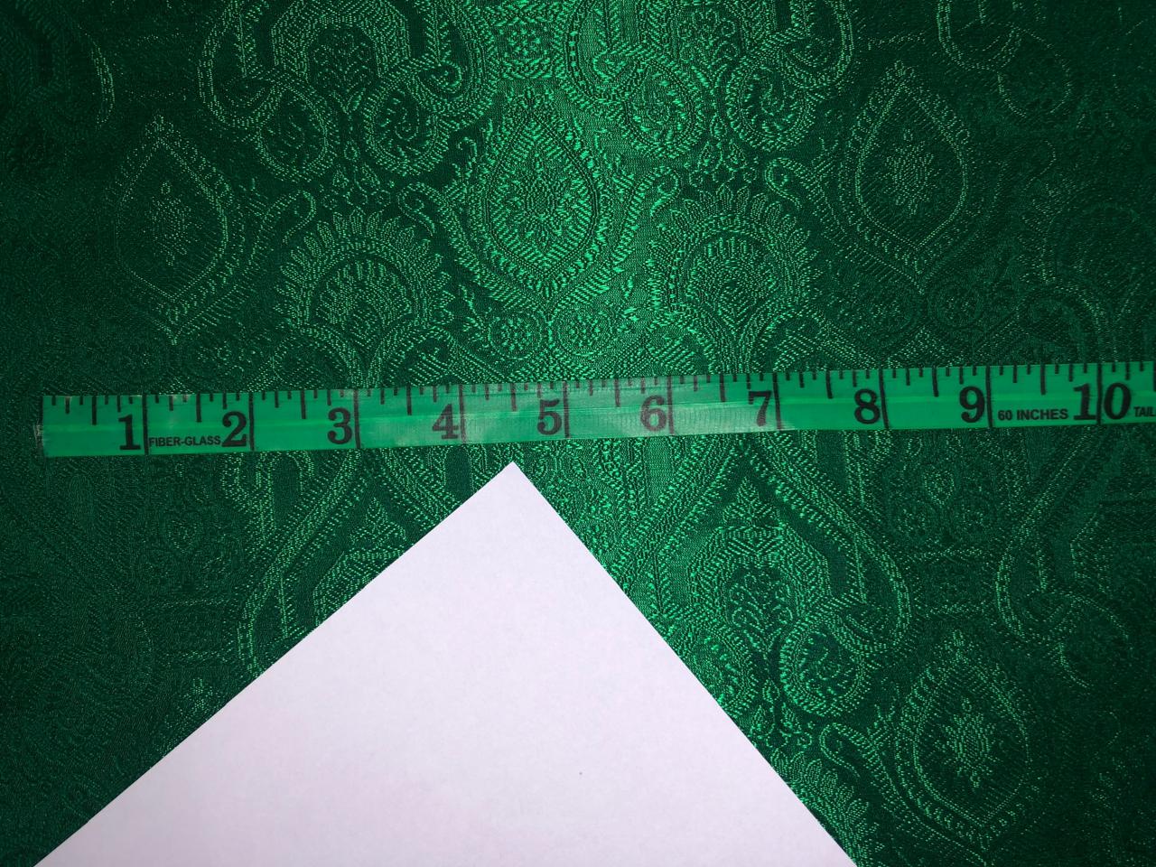 Silk Brocade fabric 44" wide Self  Jacquard  Emerald Green color BRO914[3]