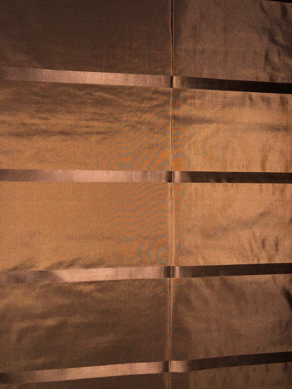 Silk taffeta fabric brown with satin stripes 54&quot; TAFS147[2]