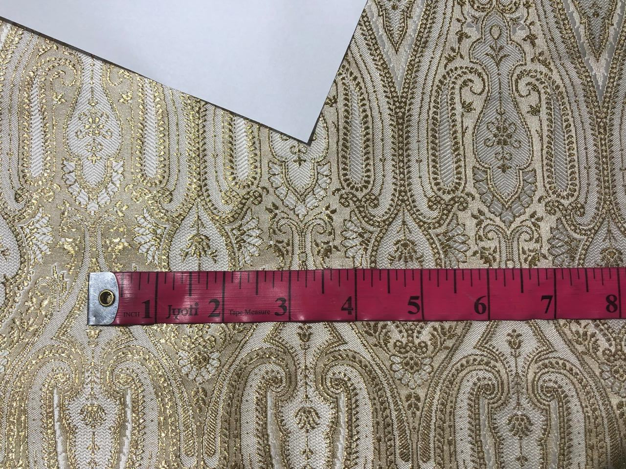 Silk Brocade fabric 44" wide  IVORY WITH METALIC GOLD PAISLEY JACQUARD BRO980[5]