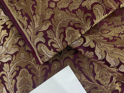 Silk Brocade fabric WINE X METALIC GOLD 44" wide BRO906[2]