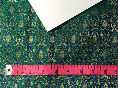 Silk Brocade fabric 44" wide  JACQUARD available in 4 colors green and blue/gold and blue/army green and blue and navy and blue   BRO971