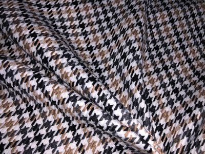 Acrylic Wool  fabric Houndstooth beige, grey, white and black [16880]