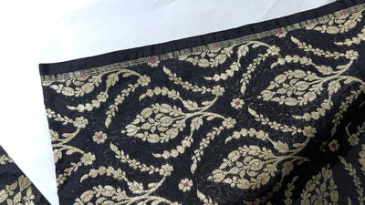 Silk Brocade Fabric  jacquard 44" wide  BRO974 available in 3 colors deep ink/peacock green and black