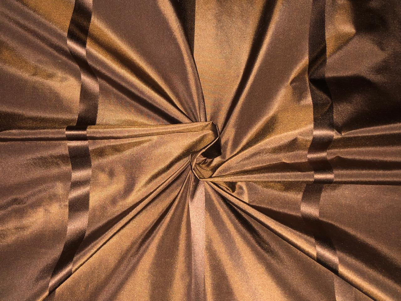 Silk taffeta fabric brown with satin stripes 54&quot; TAFS147[2]