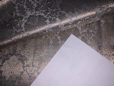 Silk Brocade fabric floral Jacquard x metallic silver 44" wide BRO955 available in 3 colors peach, silver grey  and pink