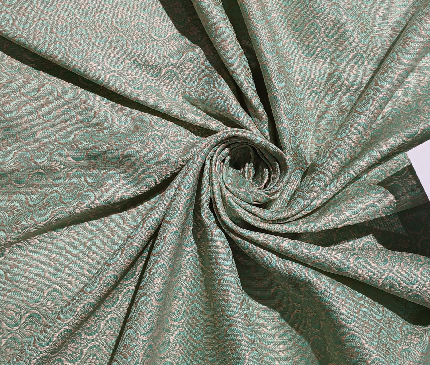 Silk Brocade fabric with leaf  jacquard available in 3 colors sky blue , mint and lilac BRO990