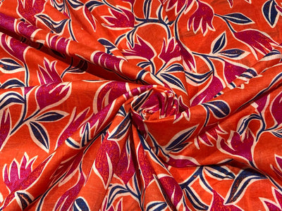 Sushi Voile  PRINTED Fabric  58" wide available in 2 prints orange and candy floral and navy and cream stars