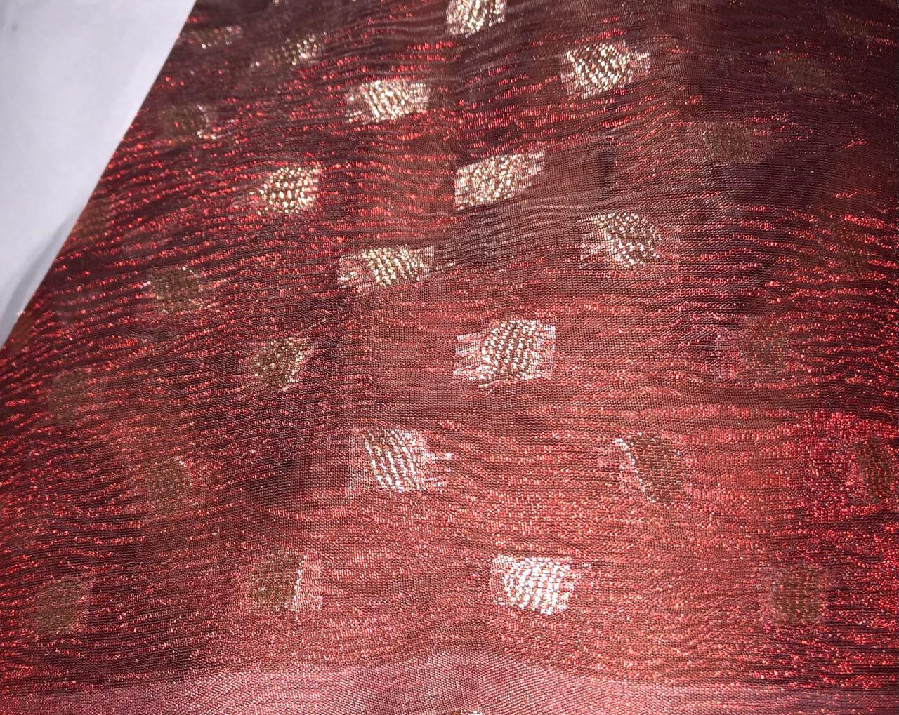 Tissue Crushed sheer MOTIF jacquard fabric 44"wide available in 3 COLORS rust bronze,pink lavender and sea blue