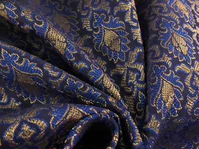 Silk Brocade fabric 44" wide  JACQUARD available in 4 colors green and blue/gold and blue/army green and blue and navy and blue   BRO971