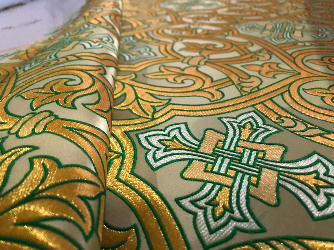 Brocade fabric VESTMENT 60" wide  available GREEN ,METALIC GOLD AND METALIC SILVER BRO968 BRO969