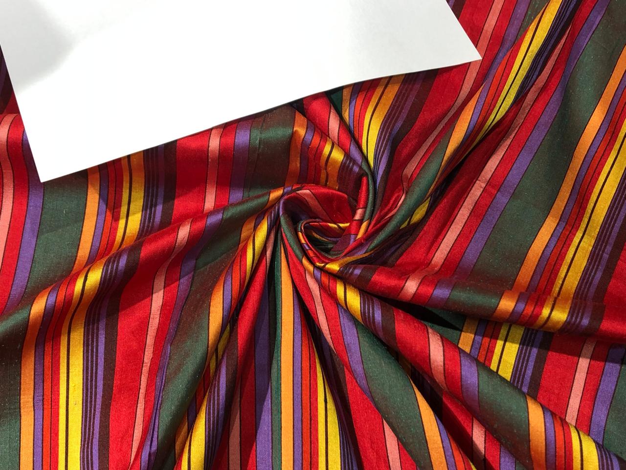 Silk dupioni MULTI COLOR STRIPE   54&quot; width single length  1.50 yards horizontal stripes  DUPS28[2]