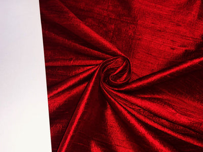 100% PURE SILK DUPION FABRIC RUBY RED colour 54&quot; wide WITH SLUBS*MM32[5]