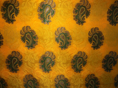 Silk Brocade fabric 44" wide PAISLEYS  available in 5 colors GREEN /YELLOW/ ROYAL BLUE /NAVY AND  ORANGE BRO940