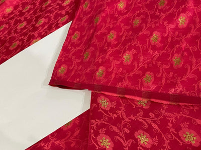 Silk Brocade Fabric  metallic gold jacquard  44"wide available in 2 colors red and watermelon red BRO953[3/4]