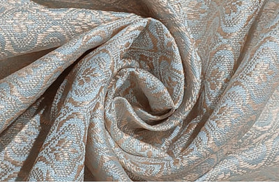 Silk Brocade fabric with leaf  jacquard available in 3 colors sky blue , mint and lilac BRO990