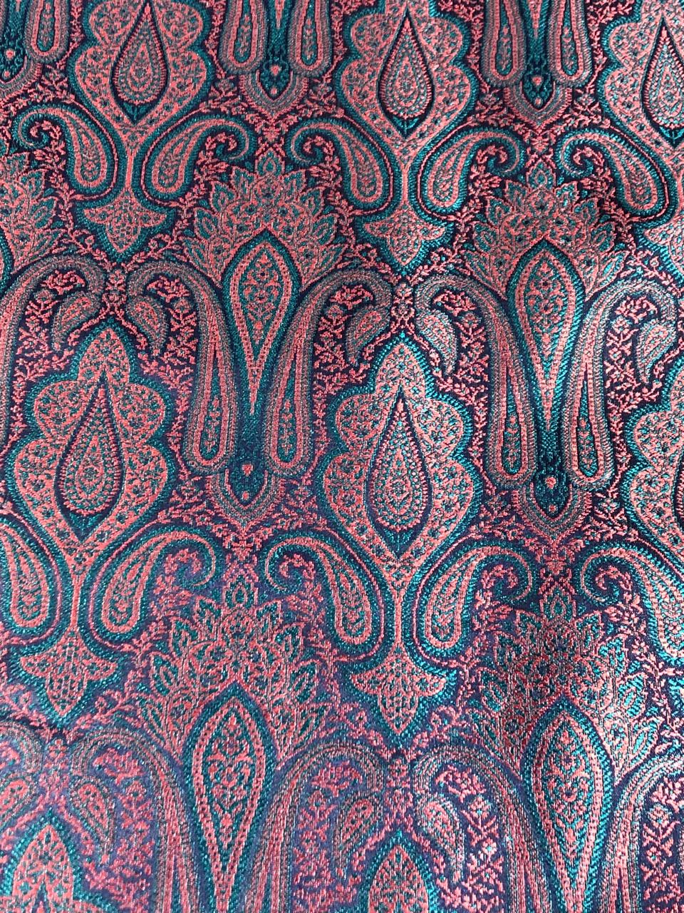 Silk Brocade fabric 44" wide TEAL AND CANDY  JACQUARD   BRO960[5]