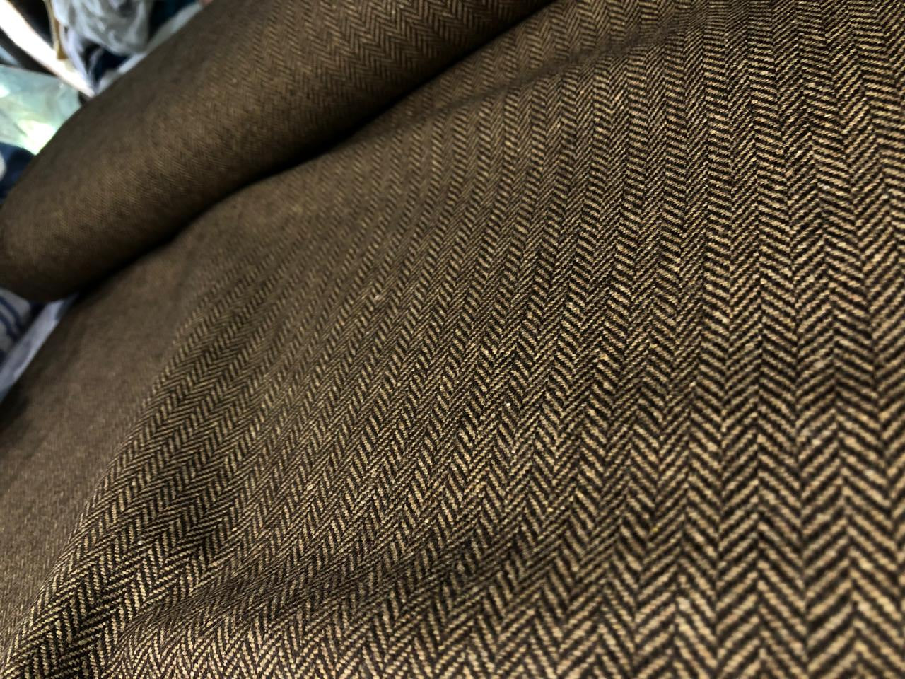 Tweed Suiting Heavy weight premium Fabric beige and brown Plaids 58" wide [12984]