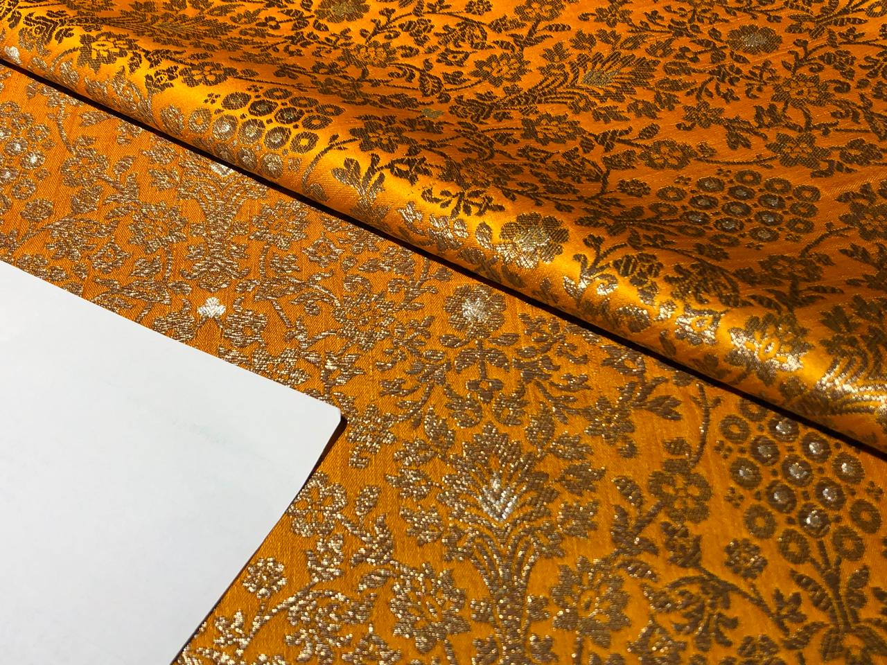 Silk Brocade Fabric MANGO  X ANTIQUE metallic gold Color 44" wide BRO949[6]