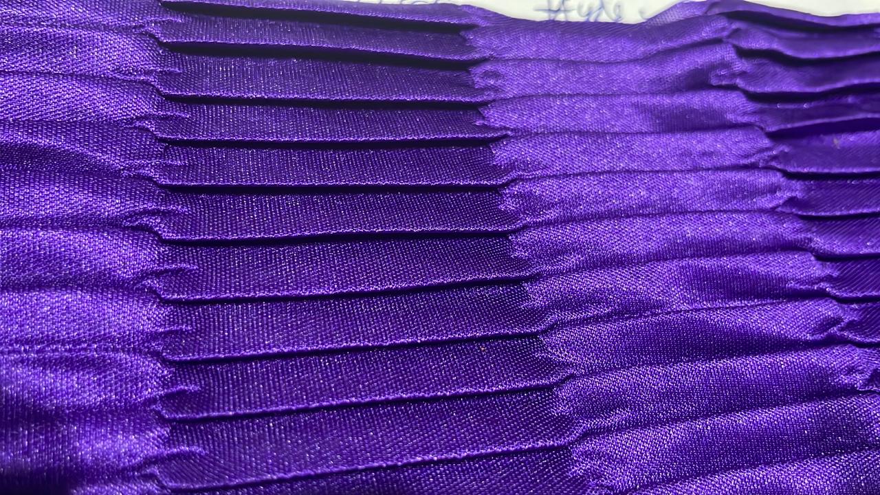 Satin boomerang pleated   fabric 58" wide available in 4 colors PURPLE /BLACK /NAVY and BLUE