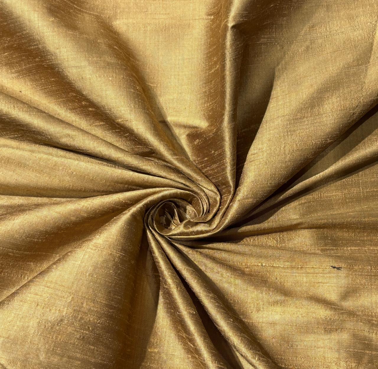 PURE SILK DUPION FABRIC ANTIQUE GOLD color 54&quot; wide WITH SLUBS*MM124[2]