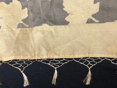 ORGANZA JAQUARD SCARF  WITH TASSELS 43" X 43" gold COLOR [16753]