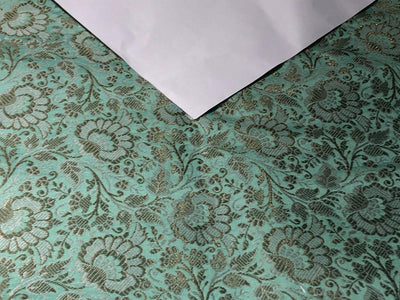 Brocade Fabric VINE Jacquard with metallic gold available in 2 colors MINT AND POWDER BLUE BRO993[4/5]