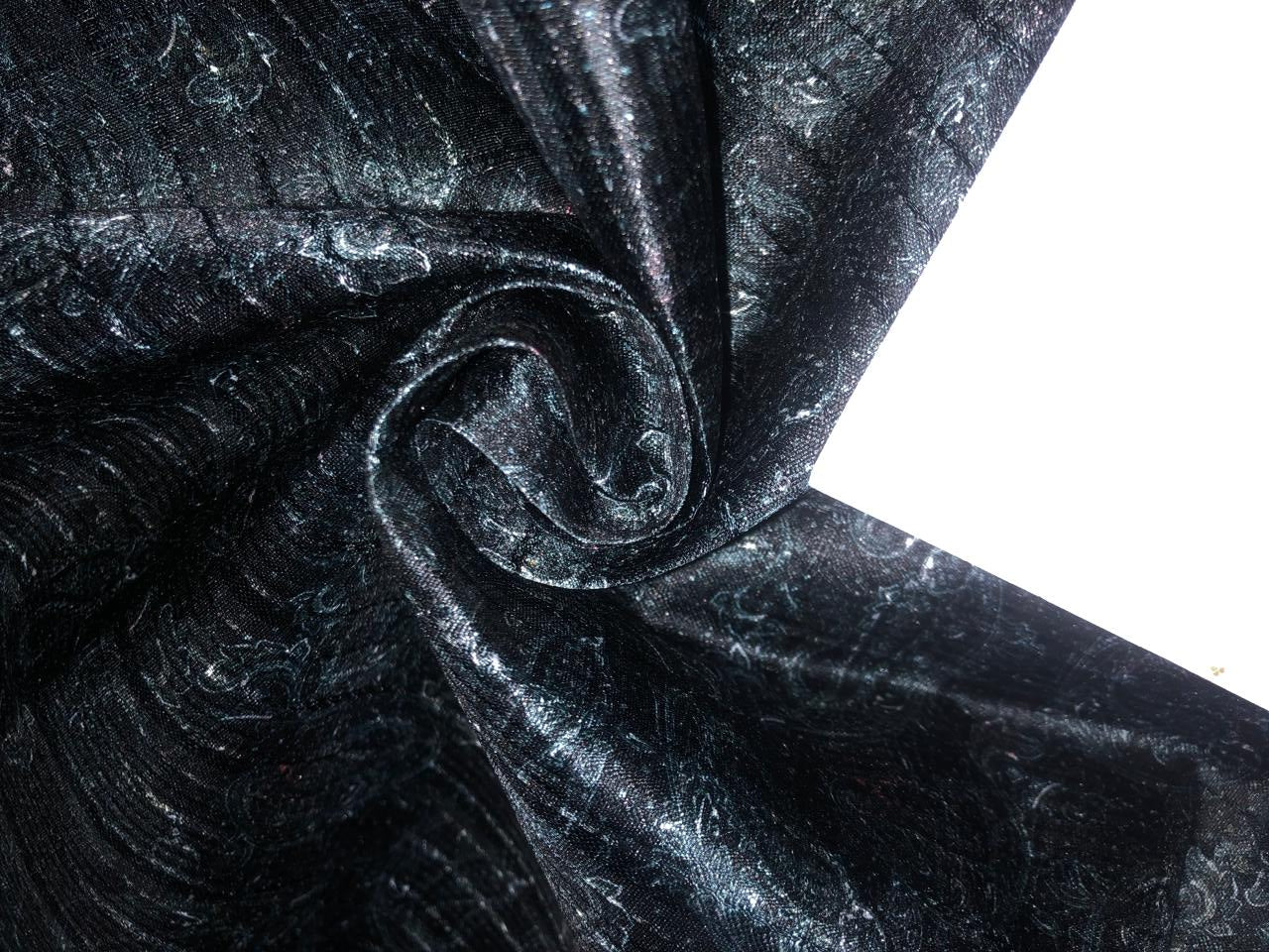 Silk Brocade fabric  TEAL PAISLEY Jacquard with subtle sequence 54" wide BRO942[2] option of buying a matching solid too