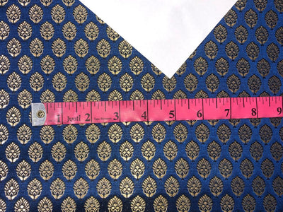 Silk Brocade fabric 44" wide  ROYAL BLUE  WITH METALIC GOLD MOTIF JACQUARD BRO981[1]