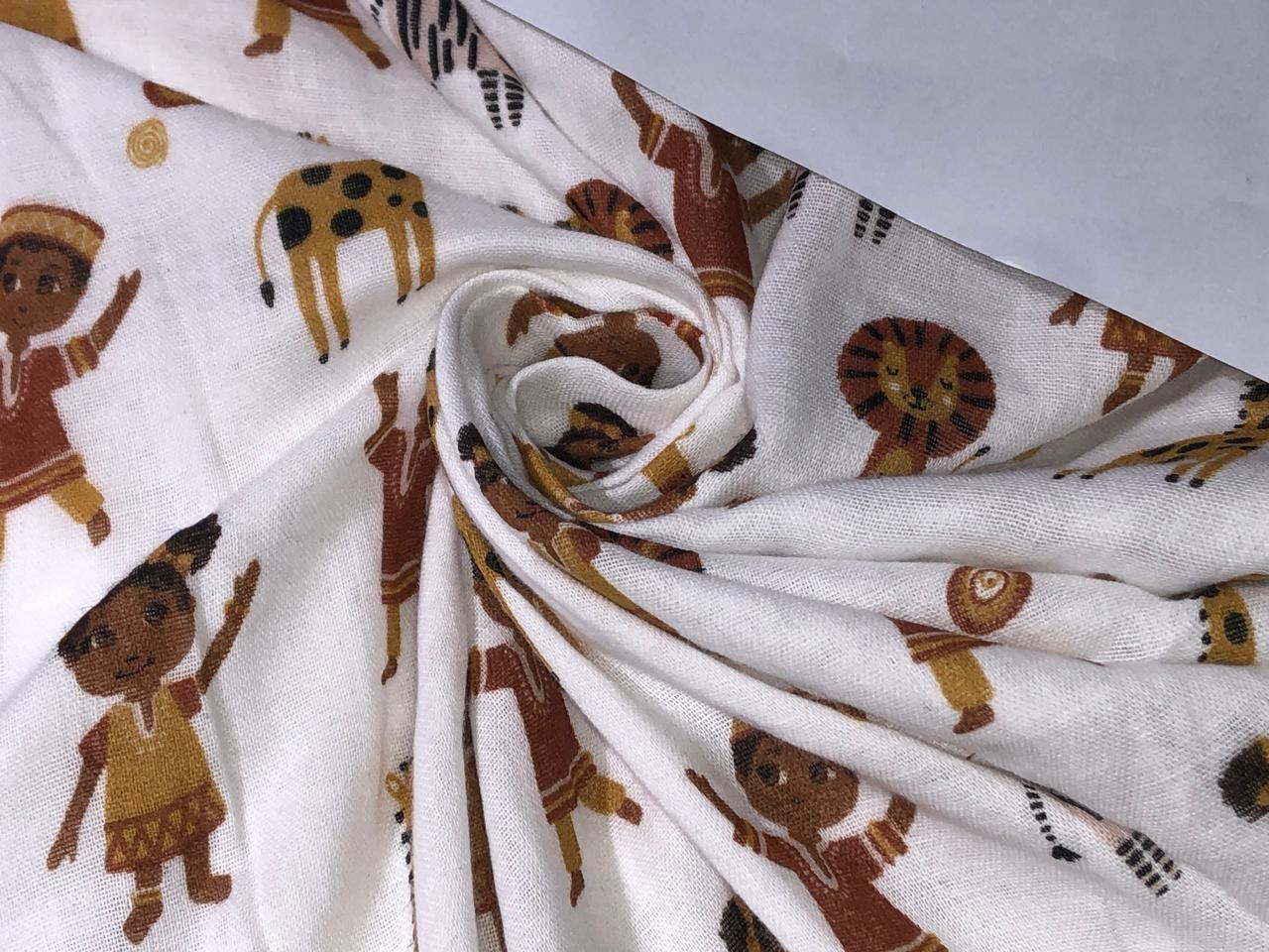 100% Cotton double cloth cotton print WHITE IVORY with CASUAL HOLIDAY PRINT [16763]