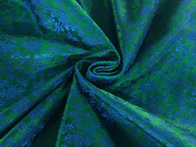 Brocade Fabric Green &amp; Blue color Vestment Design 44" wide BRO213[4]
