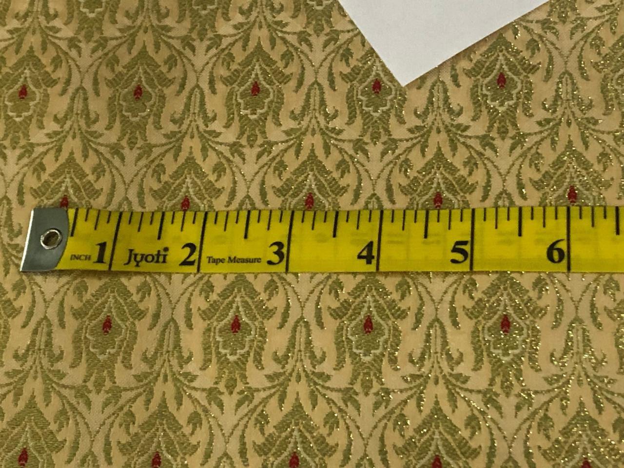 Silk Brocade fabric GOLD, metallic gold and red color jacquard  44" wide BRO730[4]