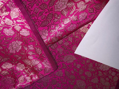 Silk Brocade Fabric metallic gold jacquard  44" wide BRO949A available in 3 colors red/peach and pink