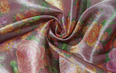 Silk metallic tissue organza fabric MULTI COLOR FLORAL JACQUARD 44 INCHES WIDE available in 5 colors SILVER GREY,MINT,PINK ,SILVER BLUE AND SILVER BLUE