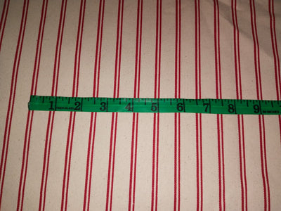 Cotton Denim Fabric ecru and red stripes 58" wide [16078]