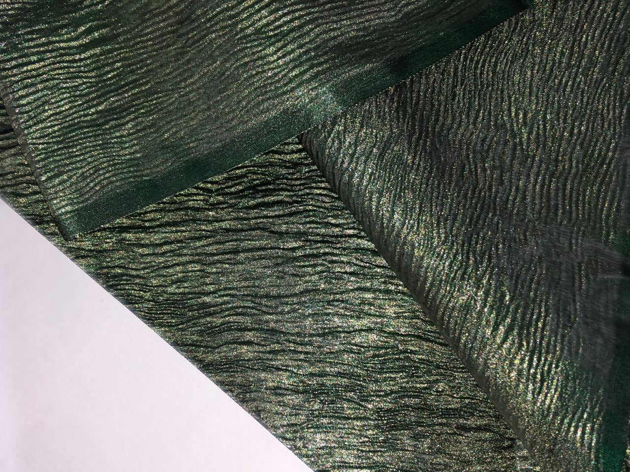 Metallic tissue Crushed and Solid   44" wide available in 6 sets of matching crush and solid silver grey with a green tinge/green x metallic gold/rosewood x metallic gold/TYRIAN purple x metallic gold/RASBERRY x gold and chocolate brown x metallic gold