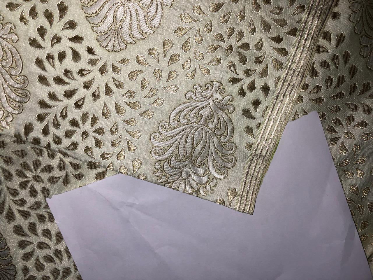 Brocade Heavy KING KHAB  Fabric GOLDEN CREAM WITH METALIC GOLD JACQUARD BRO983[3]