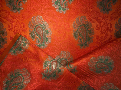 Silk Brocade fabric 44" wide PAISLEYS  available in 5 colors GREEN /YELLOW/ ROYAL BLUE /NAVY AND  ORANGE BRO940