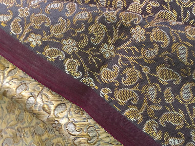 Silk Brocade fabric with subtle metallic gold jacquard paisleys available in 3 colors red , grey and burgandy  BRO989[4/5]